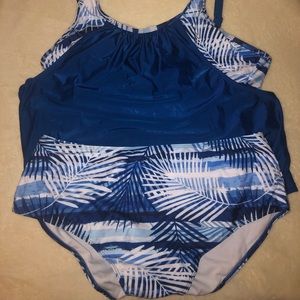Blue and White Tankini, NEVER WORN, size 3XL
